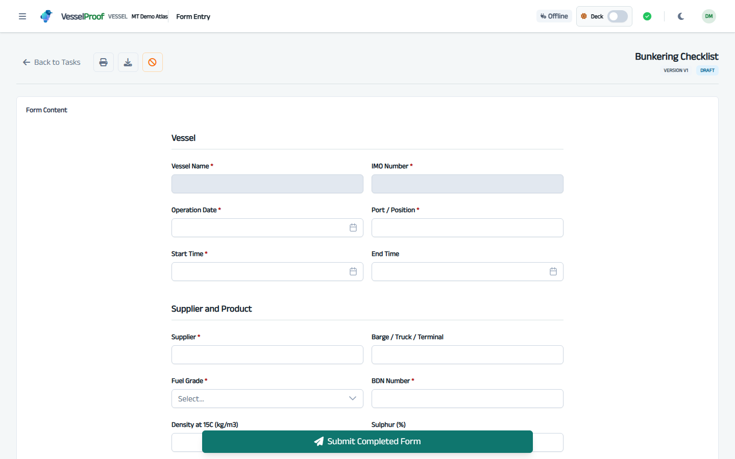 Vessel Closure Form Example VesselProof | Maritime Forms and Evidence Workflows
